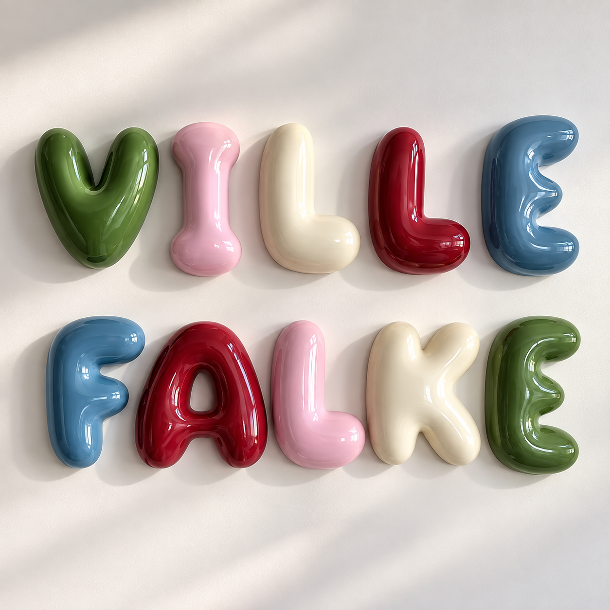 Målade 3D-printade bubbelbokstav med ljussättning